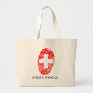 Bolso De Tela Gigante Bandera de la huella dactilar del tacto del suizo