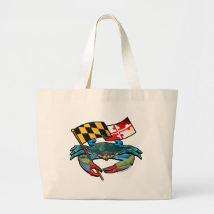 Bolso De Tela Gigante Bandera de Maryland del cangrejo azul