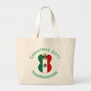 Bolso De Tela Gigante Bandera de Navidad Ángel Mexicano Personalizada