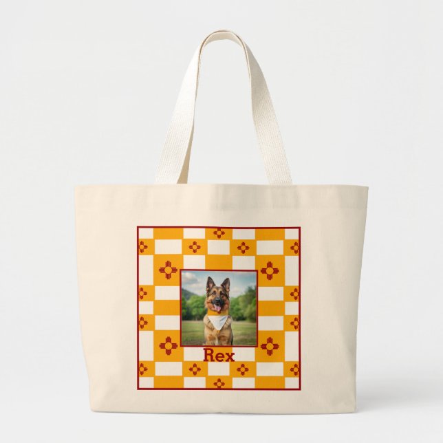 Bolso De Tela Gigante Bandera de Nuevo México Rojo Zia Amarillo (Frente)
