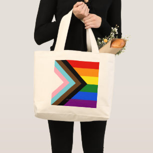 Bolso De Tela Gigante Bandera de orgullo progresista de SlipperyJoe seis