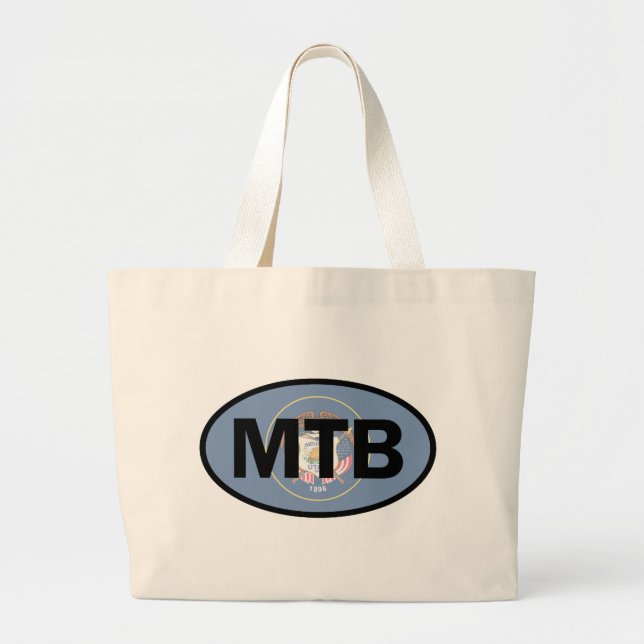 Bolso De Tela Gigante Bandera de Utah en bicicleta de montaña (Frente)