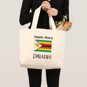 Bolso De Tela Gigante Bandera de Zimbabue Personalización Negra
