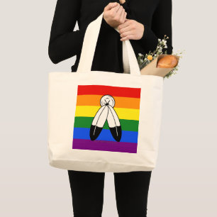 Bolso De Tela Gigante bandera del orgullo de dos espíritus de SlipperyJo