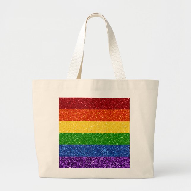 Bolso De Tela Gigante Bandera del orgullo gay Purpurina LGBT (Frente)