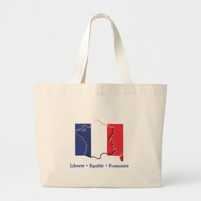 Bolso De Tela Gigante BANDERA FRANCESA Patriótica Liberté Egalité Frater (Frente)