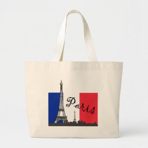 Bolso De Tela Gigante Bandera francesa y la torre Eiffel