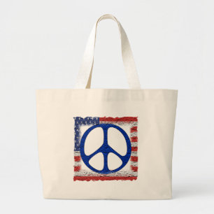 Bolso De Tela Gigante Bandera hecha andrajos de la paz