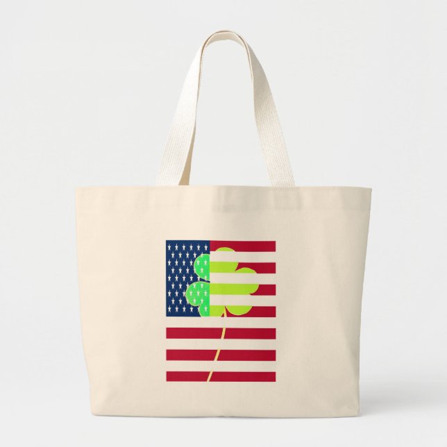 Bolso De Tela Gigante Bandera irlandesa norteamericana Shamrock Clover S (Frente)