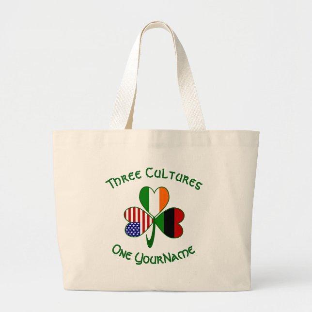 Bolso De Tela Gigante Bandera Shamrock irlandesa afroamericana personali (Frente)