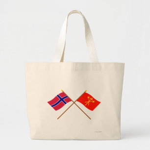 Bolso De Tela Gigante Banderas cruzadas de Noruega y de Sør-Trøndelag