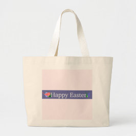 Bolso De Tela Gigante Banner de Happy Easter Purple