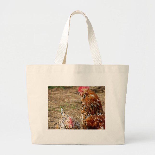 Bolso De Tela Gigante Bantam Hen y Rooster (Frente)