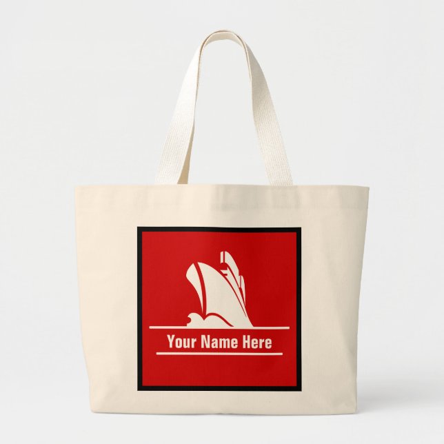 Bolso De Tela Gigante Barco de crucero personalizado en rojo (Frente)