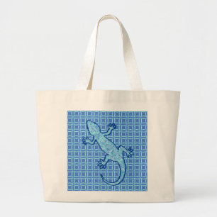 Bolso De Tela Gigante batik tribal Gecko - azul denim suave