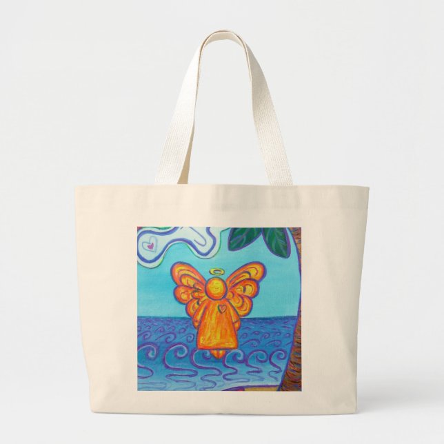 Bolso De Tela Gigante Beach Angel Peace and Joy Art Tote Bags (Frente)