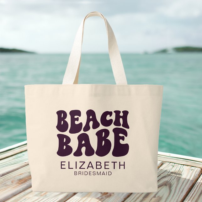 Bolso De Tela Gigante Beach Babe Fiesta de Bachelorette Morada (Subido por el creador)