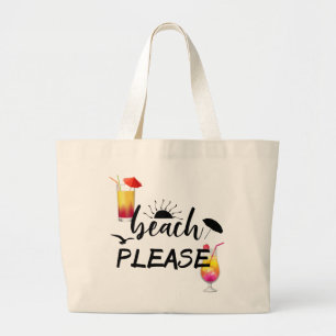 Bolso De Tela Gigante Beach Please divertido Saying Coctail Summer