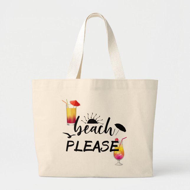 Bolso De Tela Gigante Beach Please divertido Saying Coctail Summer (Frente)