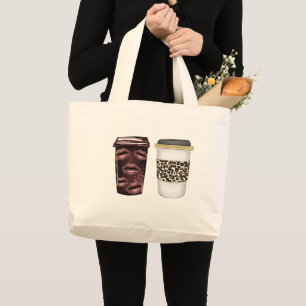 Bolso De Tela Gigante Bebida de la tienda de papel de diseño de café de 