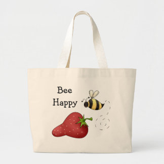 Bolso De Tela Gigante Bee Happy Strawberry Print Art