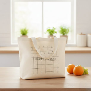 Bolso De Tela Gigante Beige check tote bag, Classic fabric bag, Minimal