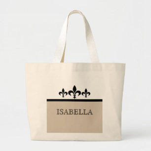 Bolso De Tela Gigante Beige Swanky Fleur De Lis Bag