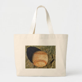 Bolso De Tela Gigante Béisbol Blanco Vintage costura roja