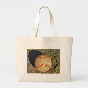 Bolso De Tela Gigante Béisbol Blanco Vintage costura roja