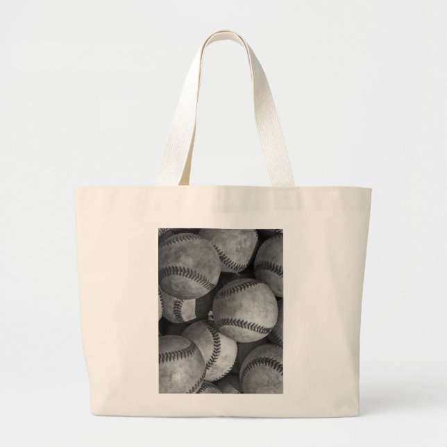 Bolso De Tela Gigante Béisbol blanco y negro (Frente)