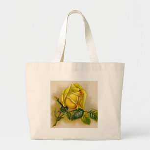 Bolso De Tela Gigante Bella Artes de impresión amarilla rosa antigua