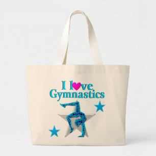 BOLSO DE TELA GIGANTE BELLO AZUL ME ENCANTA LA GIMNASTICA