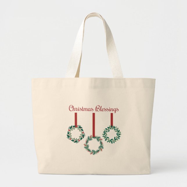 Bolso De Tela Gigante Bendiciones de navidades (Frente)