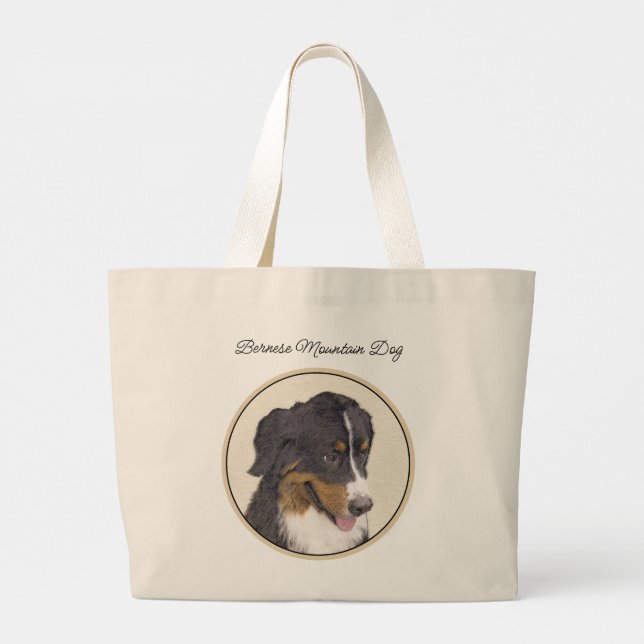 Bolso De Tela Gigante Bernese Mountain Dog Berner Pintando arte Mascota (Reverso)