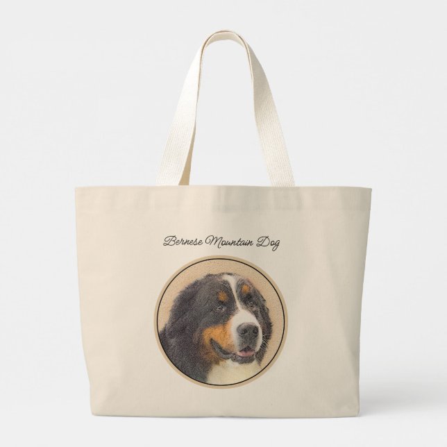 Bolso De Tela Gigante Bernese Mountain Dog Berner Pintando arte Mascota (Reverso)