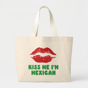 Bolso De Tela Gigante Béseme que soy labios mexicanos