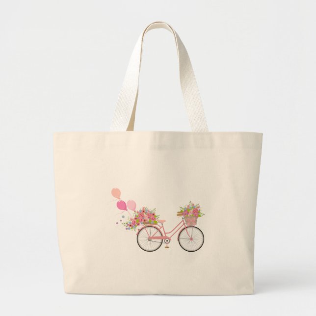 Bolso De Tela Gigante Bicicleta rosa caprichosa (Frente)