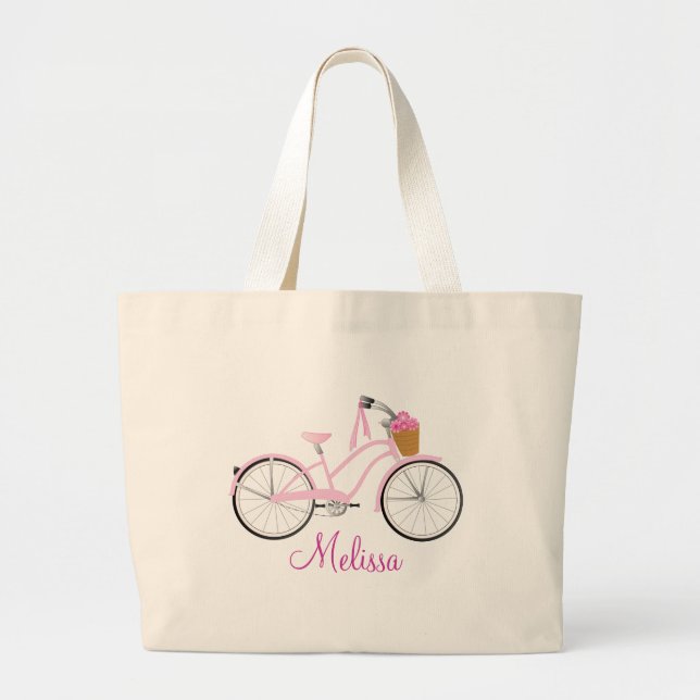 Bolso De Tela Gigante Bicicleta rosa con Streamers (Frente)