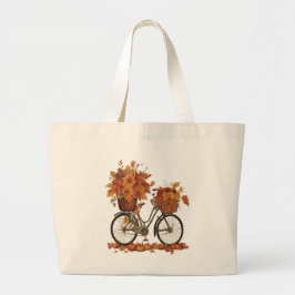 Bolso De Tela Gigante Bicicleta Vintage y Flor de Acuarela de Cosecha de