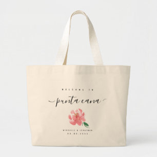Bolso De Tela Gigante Bienvenida Floral A Destino Personalizado De Punta