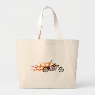 Bolso De Tela Gigante Biker y llamas de esqueleto: