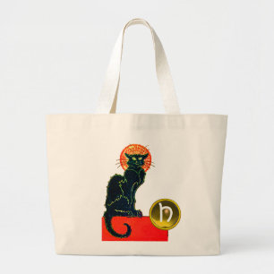 BOLSO DE TELA GIGANTE BLACK CAT HALLOWEEN PARTY MONOGRAM