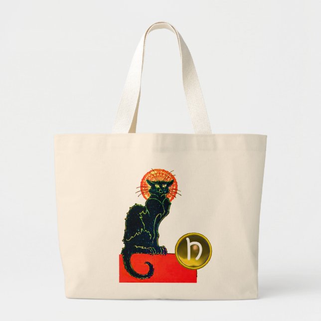 BOLSO DE TELA GIGANTE BLACK CAT HALLOWEEN PARTY MONOGRAM (Frente)