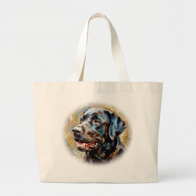 Bolso De Tela Gigante Black Lab Impressionist Art Tote Bag (Frente)