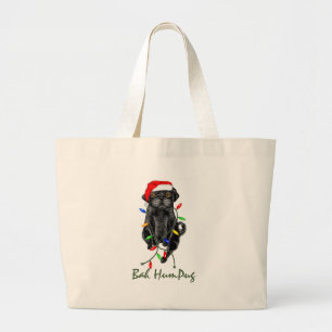 Bolso De Tela Gigante Black Pug Dog Bah Humpug Funny Christmas