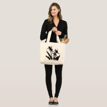 BLACK - Tote bag con  Flor del paraiso en negro
