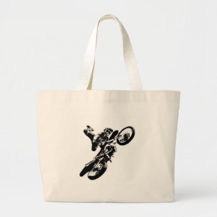 Bolso De Tela Gigante Black White Pop Art Motocross Motoryle Sport