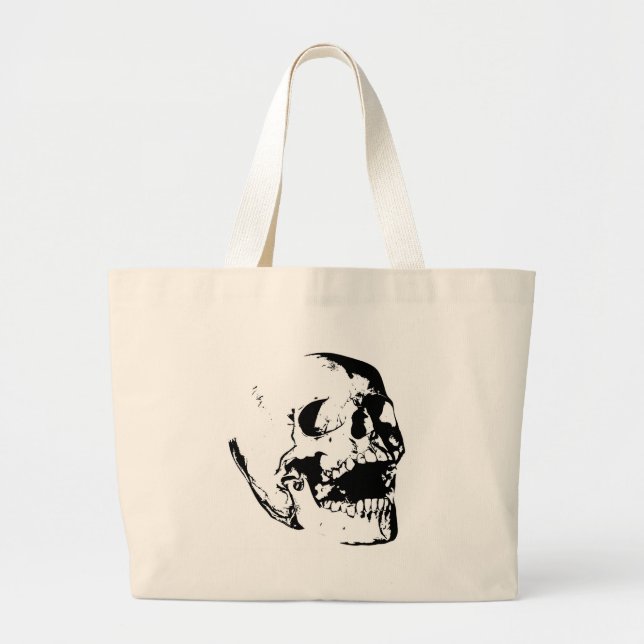 Bolso De Tela Gigante Black White Skull (Frente)