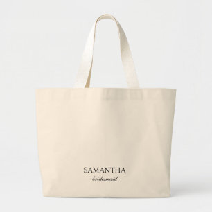 Bolso De Tela Gigante Blanco Elegante Minimalista Guión de Damas de Hono