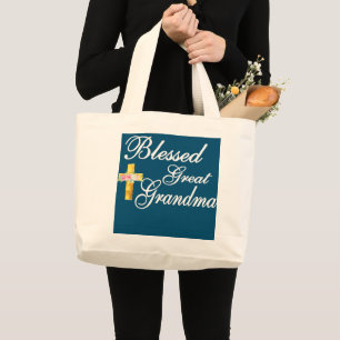 Bolso De Tela Gigante Blessed Great Grandma Floral Cross Christian